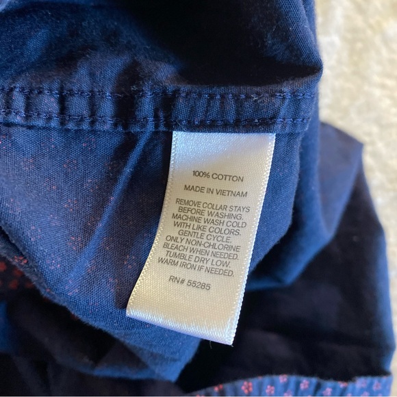 Express Mens L LARGE 16-16 1/2 Dress Shirt Button Down Floral Fitted Navy Blue - Picture 8 of 11